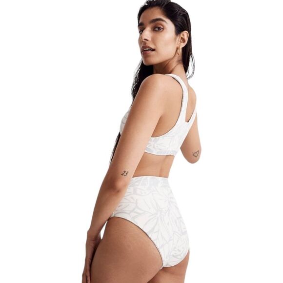 Madewell Reversible Bikini Set Abstract Flora Sz L NWT High Waist Beach Pool - Picture 6 of 16